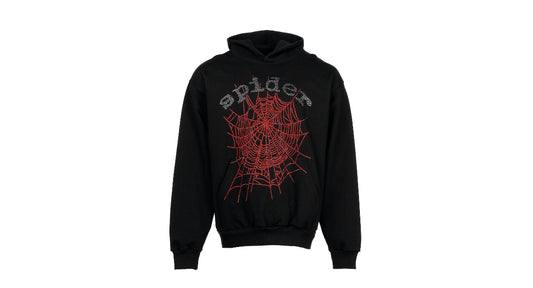 Sp5der OG Rhinestone Logo Hoodie "Black"