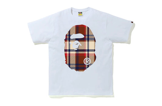 Bape Big Ape Head Burberry Check Pattern White Tee