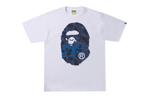 Bape Big Ape Head Navy Camo White Tee